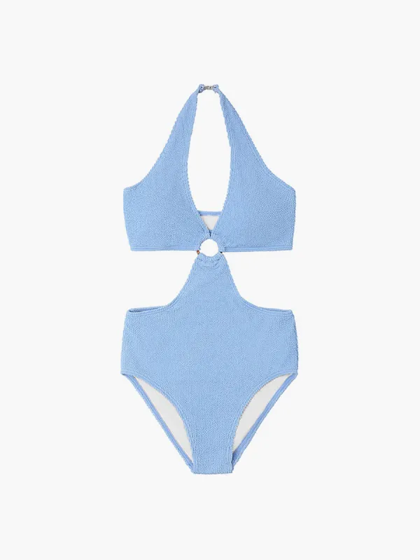 O-Ring Cutout Open Back One Piece Swimsuit sold by COMMENSE