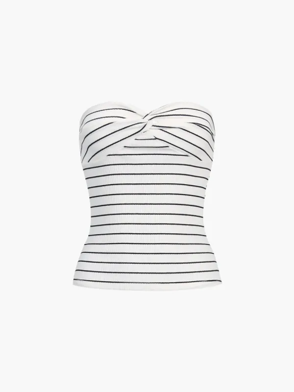Sweetheart Knotted Stripe Tube Top sold by COMMENSE