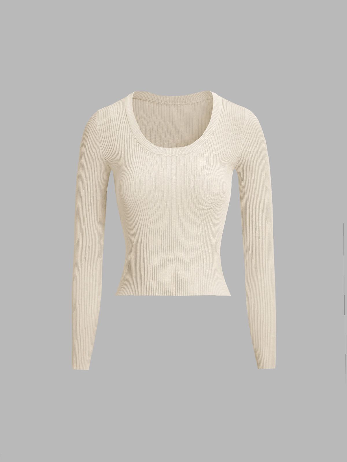 Long Sleeve Solid Knit Top sold by COMMENSE product image thumbnail 4