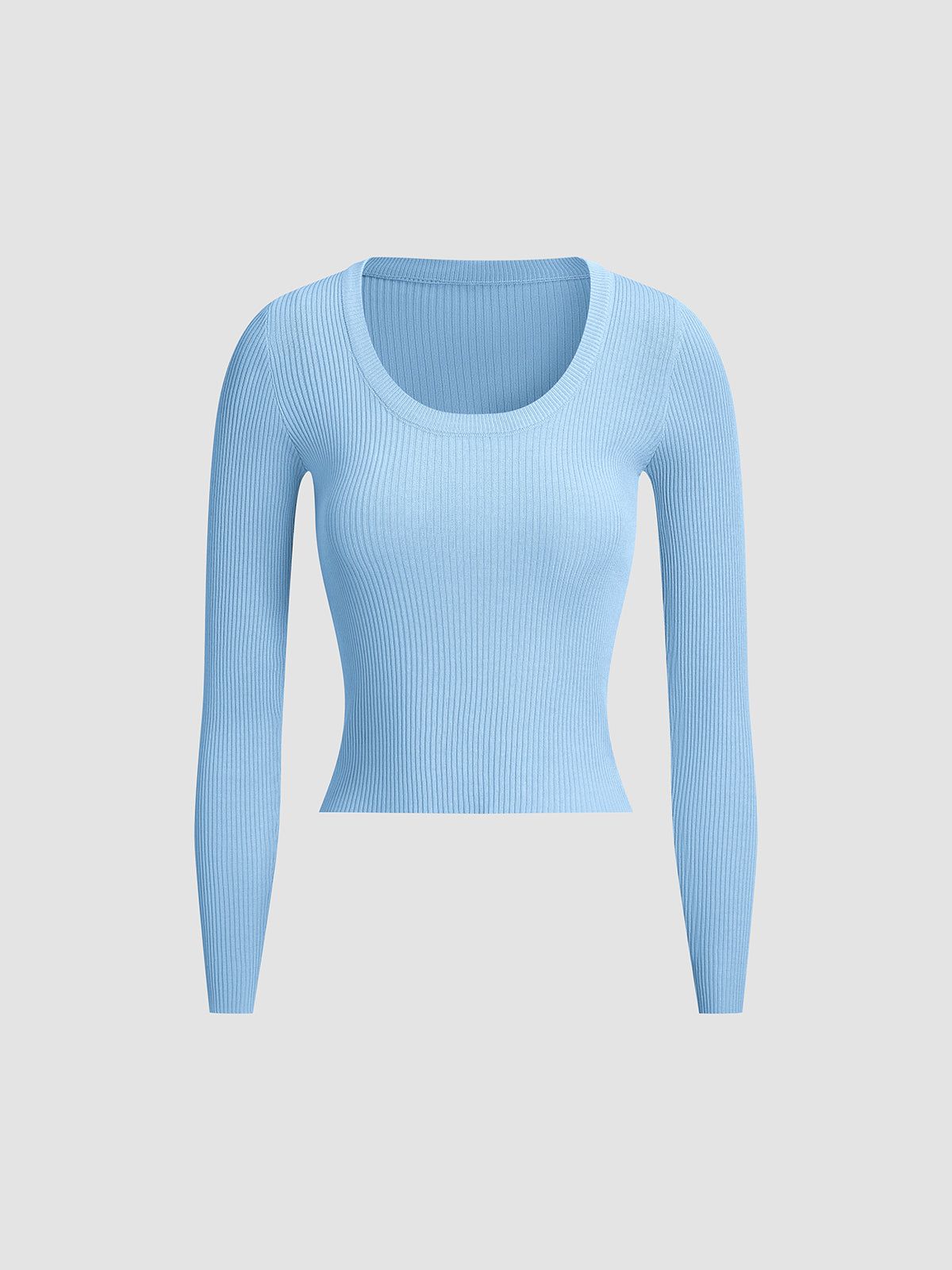 Long Sleeve Solid Knit Top sold by COMMENSE product image thumbnail 5