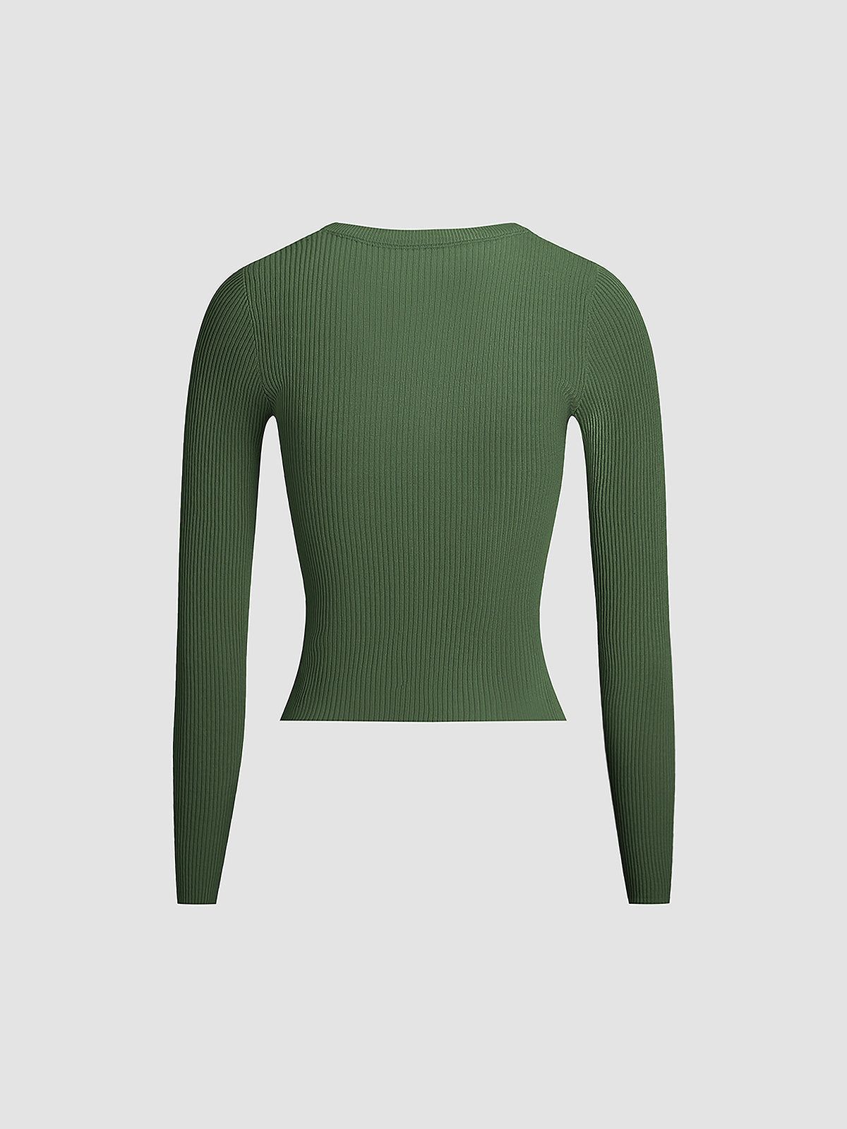 Long Sleeve Solid Knit Top sold by COMMENSE product image thumbnail 3