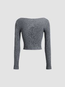 Square Neck Long Sleeve Knit Top sold by COMMENSE