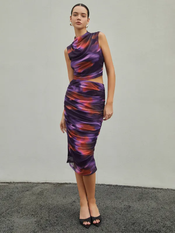 Sunset Color Board Midi Skirt Set sold by COMMENSE