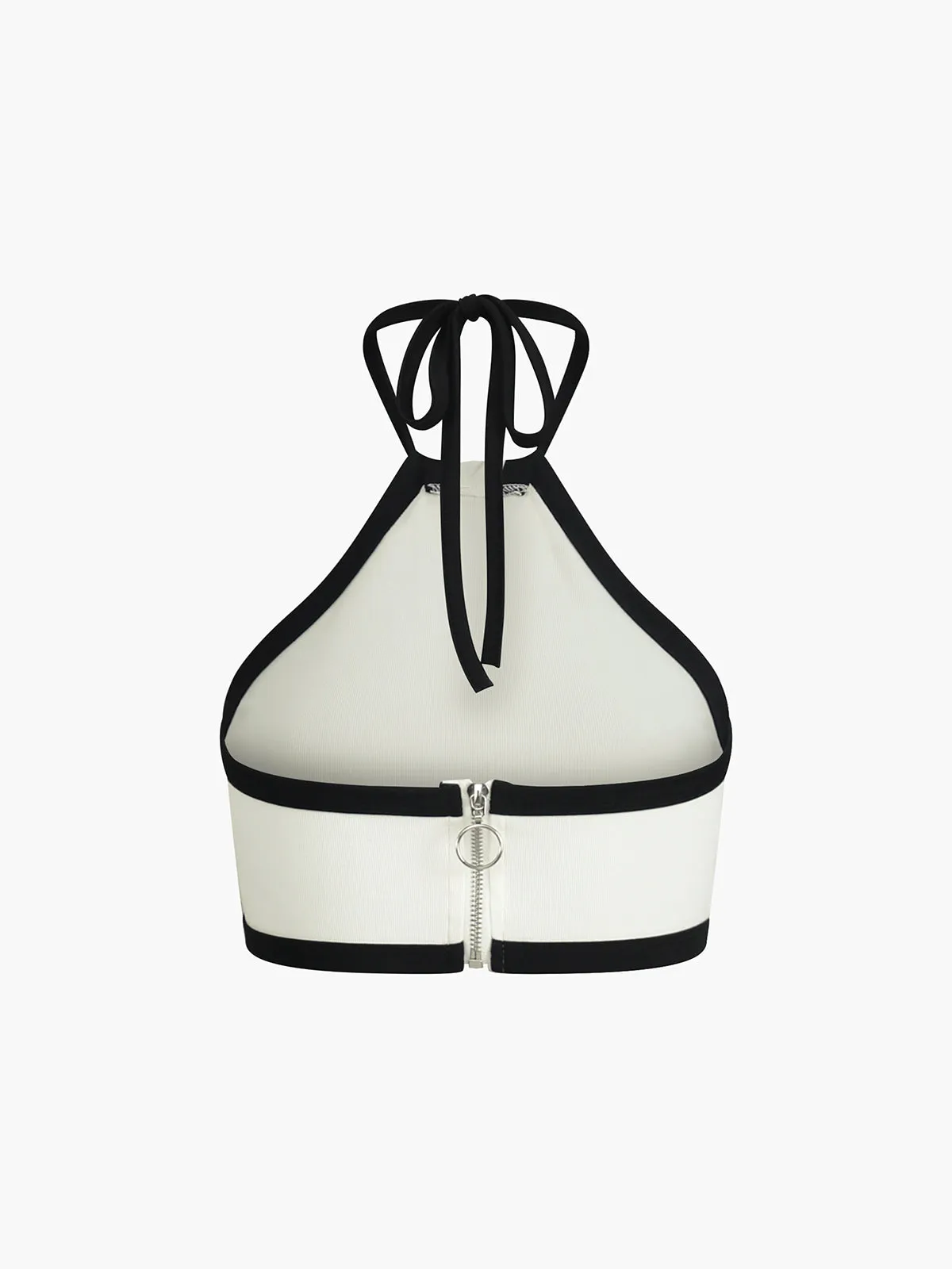 Contrast Trim Knotted Halter Mermaid Split Skirt Set sold by COMMENSE product image thumbnail 3