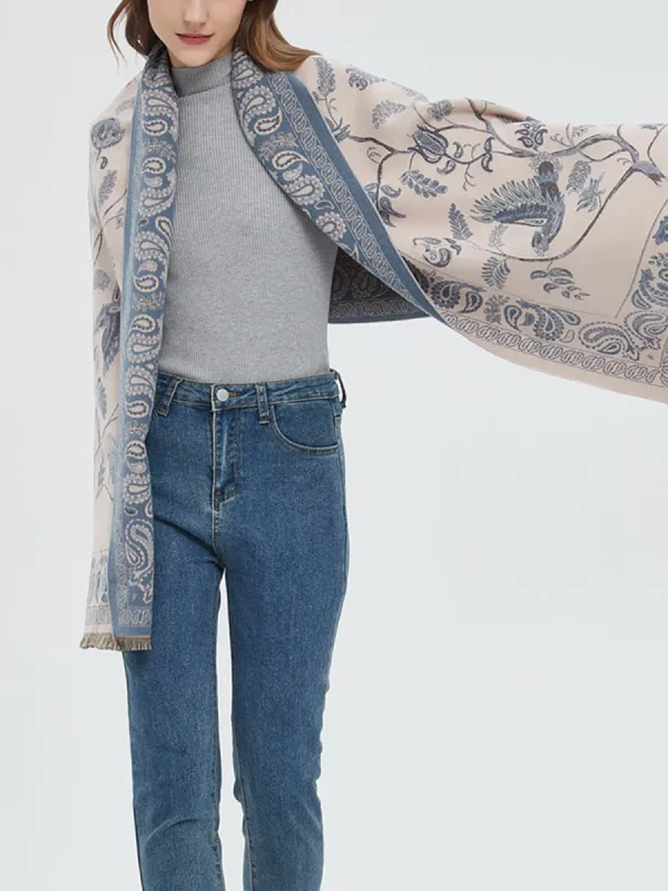 Winter Warm Toile De Jouy Tassel Scarf sold by COMMENSE