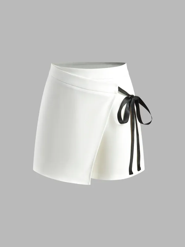 Tie Side Zipper Shorts sold by COMMENSE