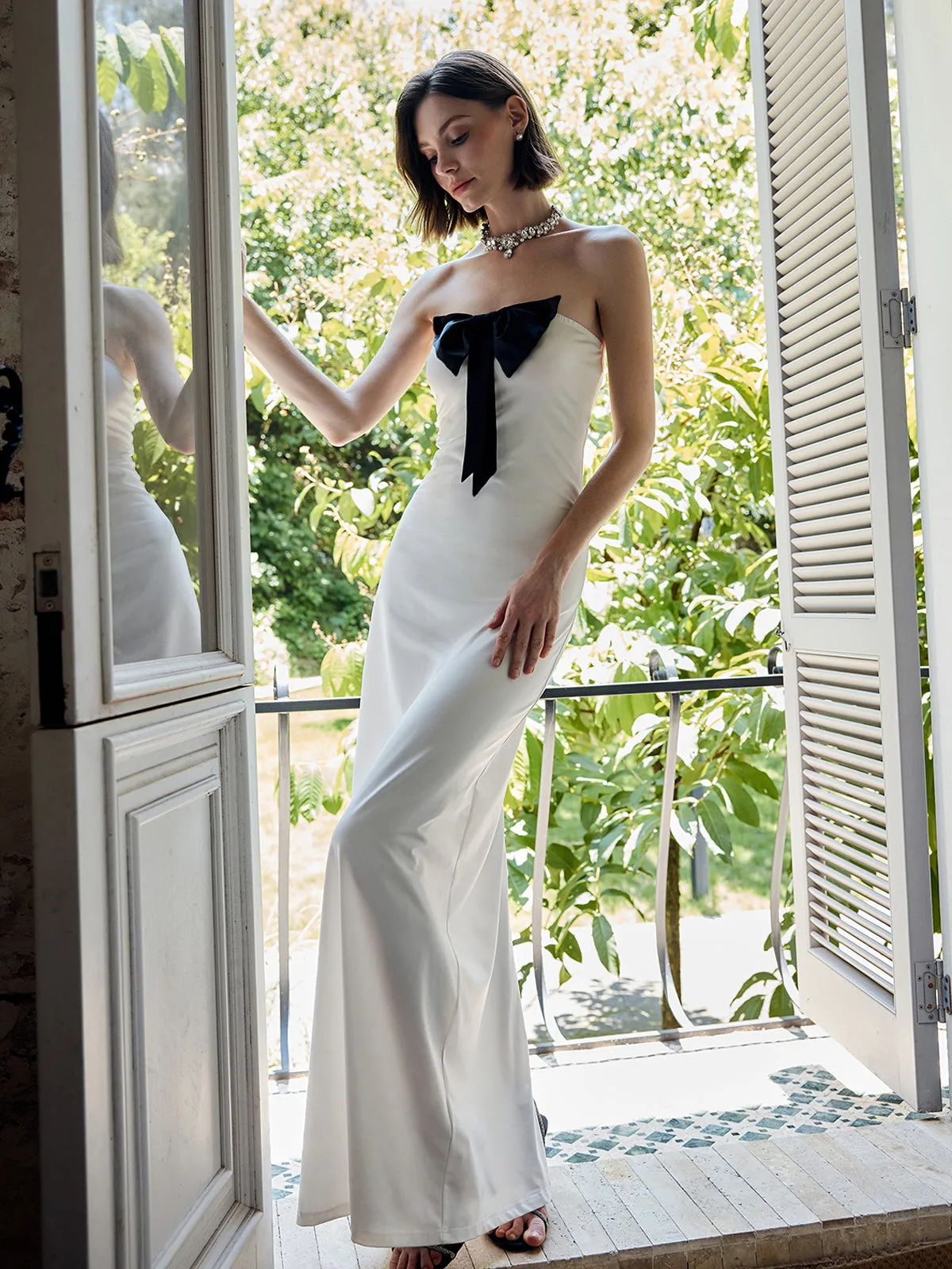 Bow Front Strapless Split Long Dress sold by COMMENSE product image thumbnail 2