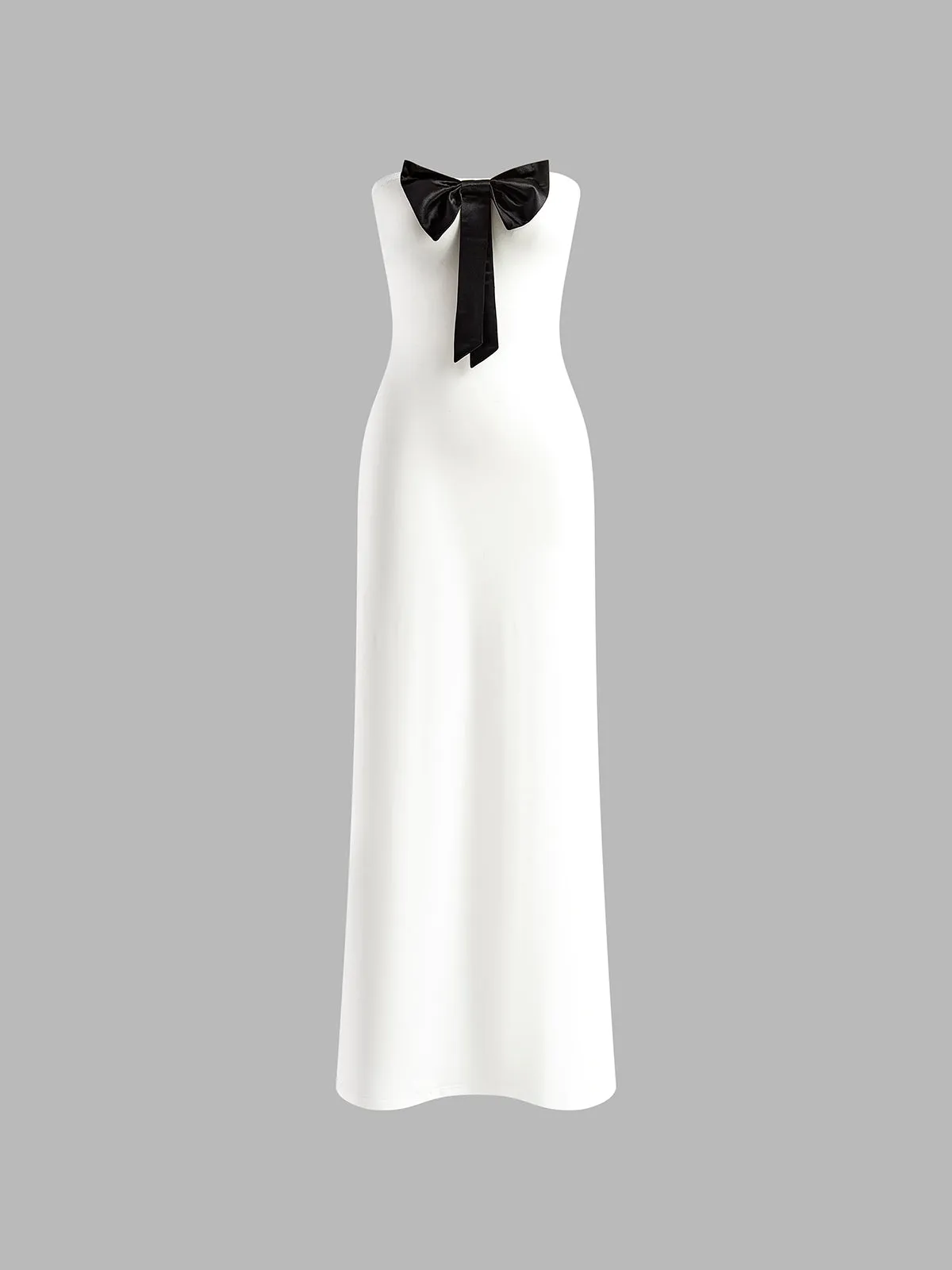 Bow Front Strapless Split Long Dress sold by COMMENSE