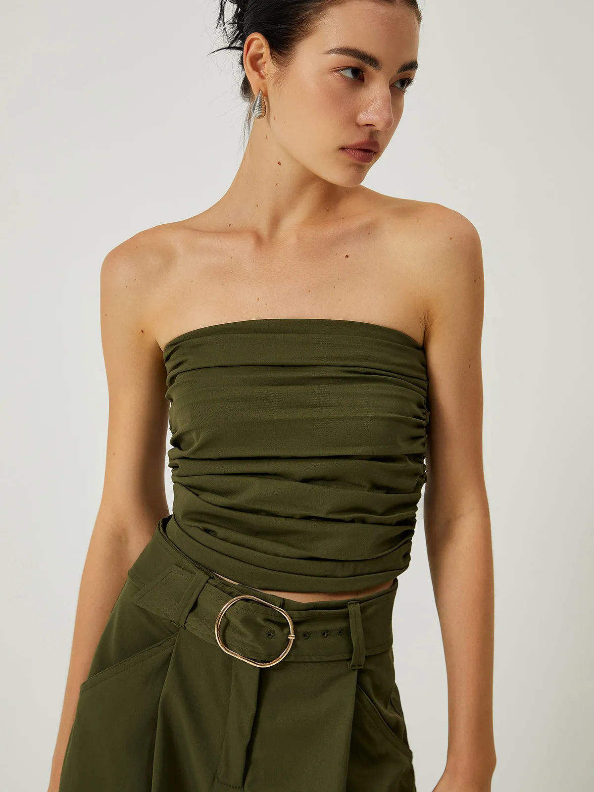 Casual Pockets Belted Pants Set sold by COMMENSE product image thumbnail 4