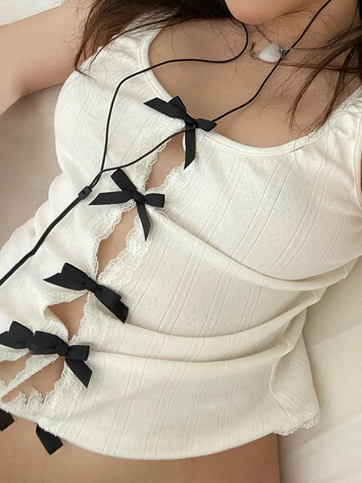 Sweetie Bow Decor Cutout Cami Top sold by COMMENSE product image thumbnail 2