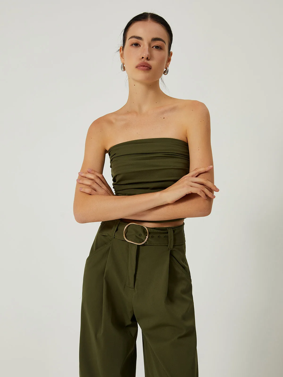 Casual Pockets Belted Pants Set sold by COMMENSE product image thumbnail 5