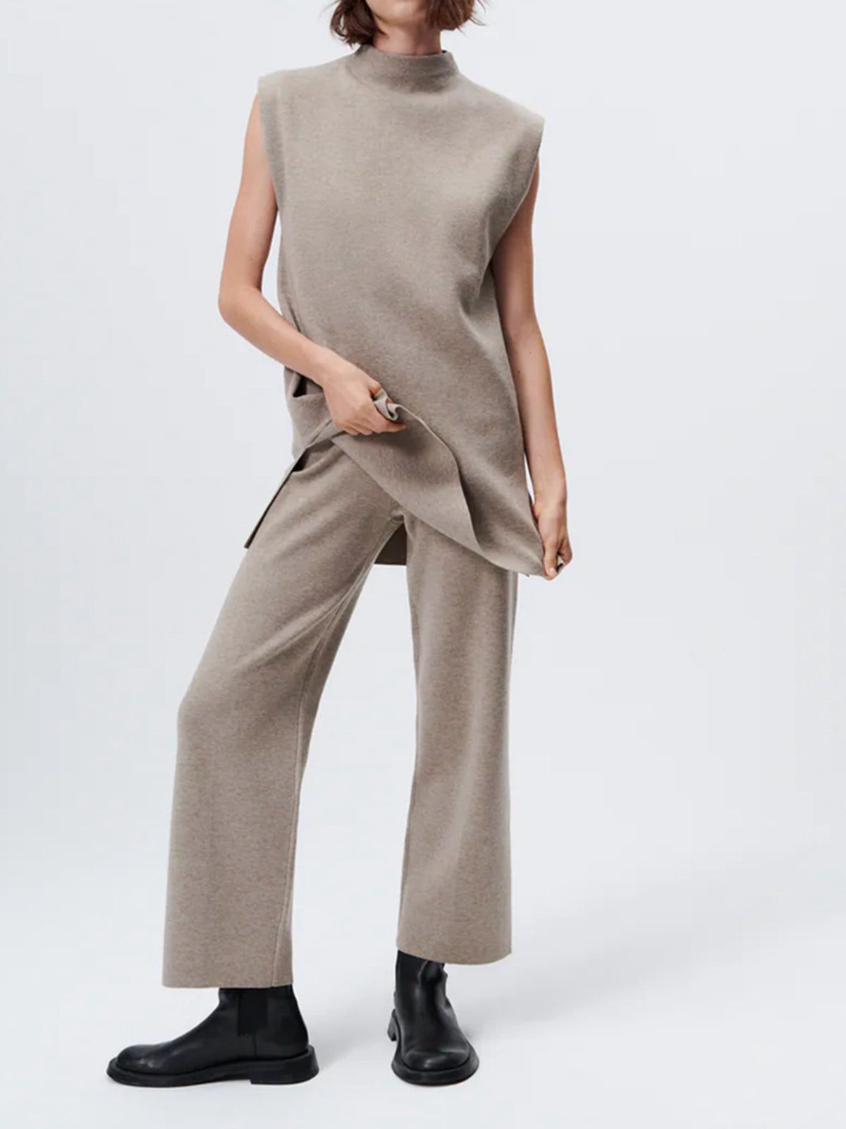 Leisurely Stand Collar Knit Tank Top sold by COMMENSE product image thumbnail 5