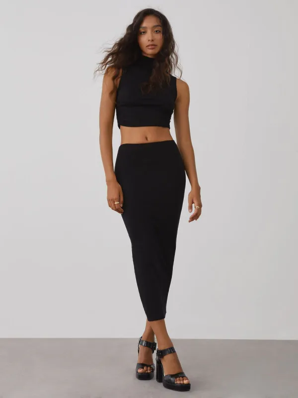 In A Daze Mock Neck Two Piece Skirt Set sold by COMMENSE