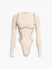 Contrast Binding Long Sleeve Bodysuit sold by COMMENSE
