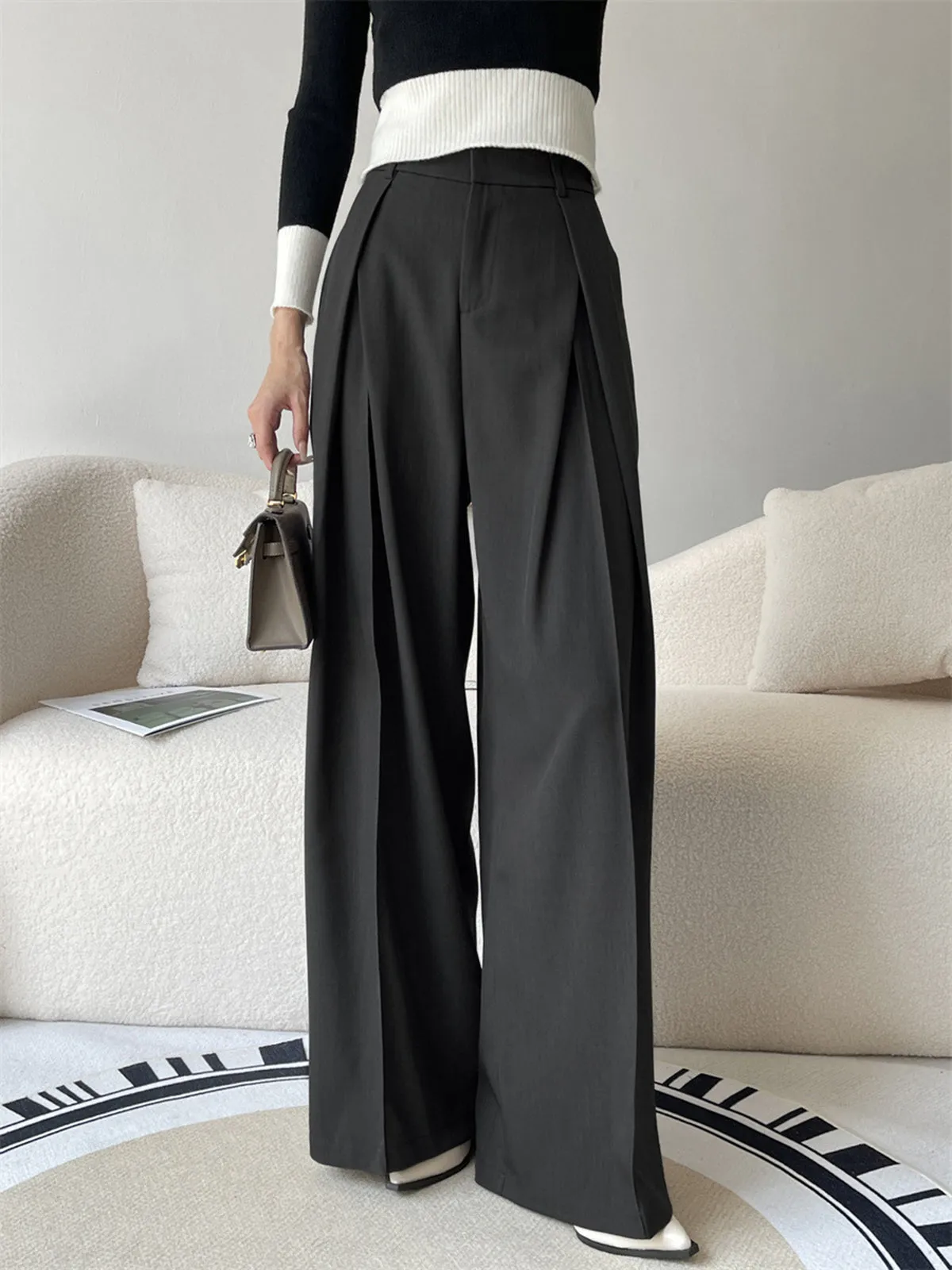 Pleated Wide Leg Suit Pants sold by COMMENSE