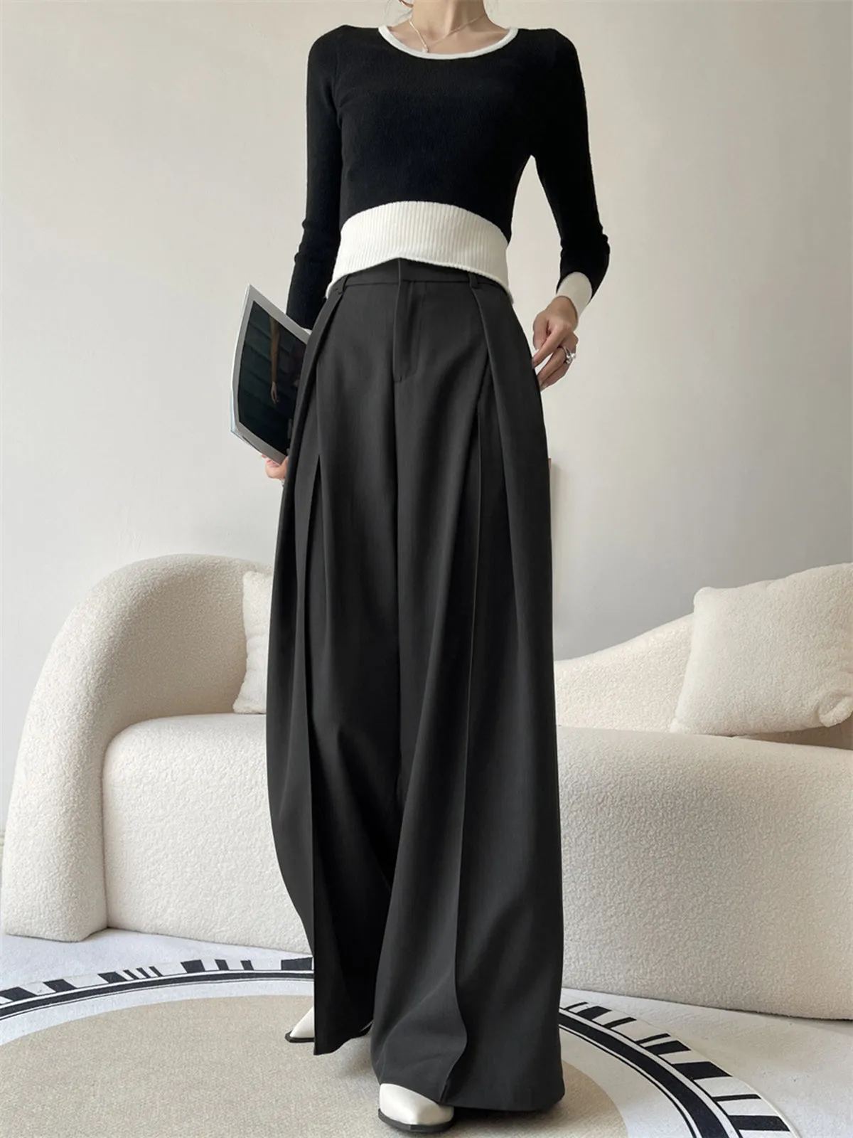 Pleated Wide Leg Suit Pants sold by COMMENSE product image thumbnail 2
