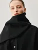 Oversized Button-down Wool Coat with Matching Fringed Scarf sold by COMMENSE