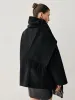 Oversized Button-down Wool Coat with Matching Fringed Scarf sold by COMMENSE
