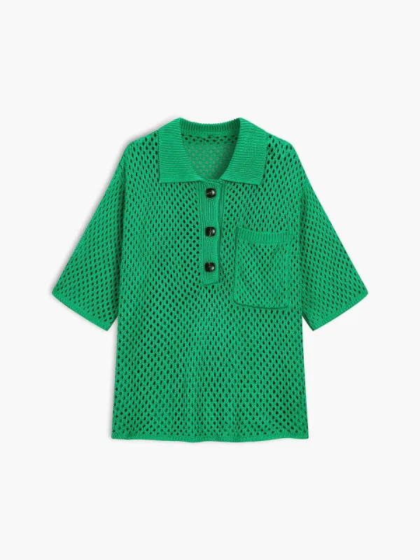 Greenfield Crochet Eyelet T-Shirt sold by COMMENSE