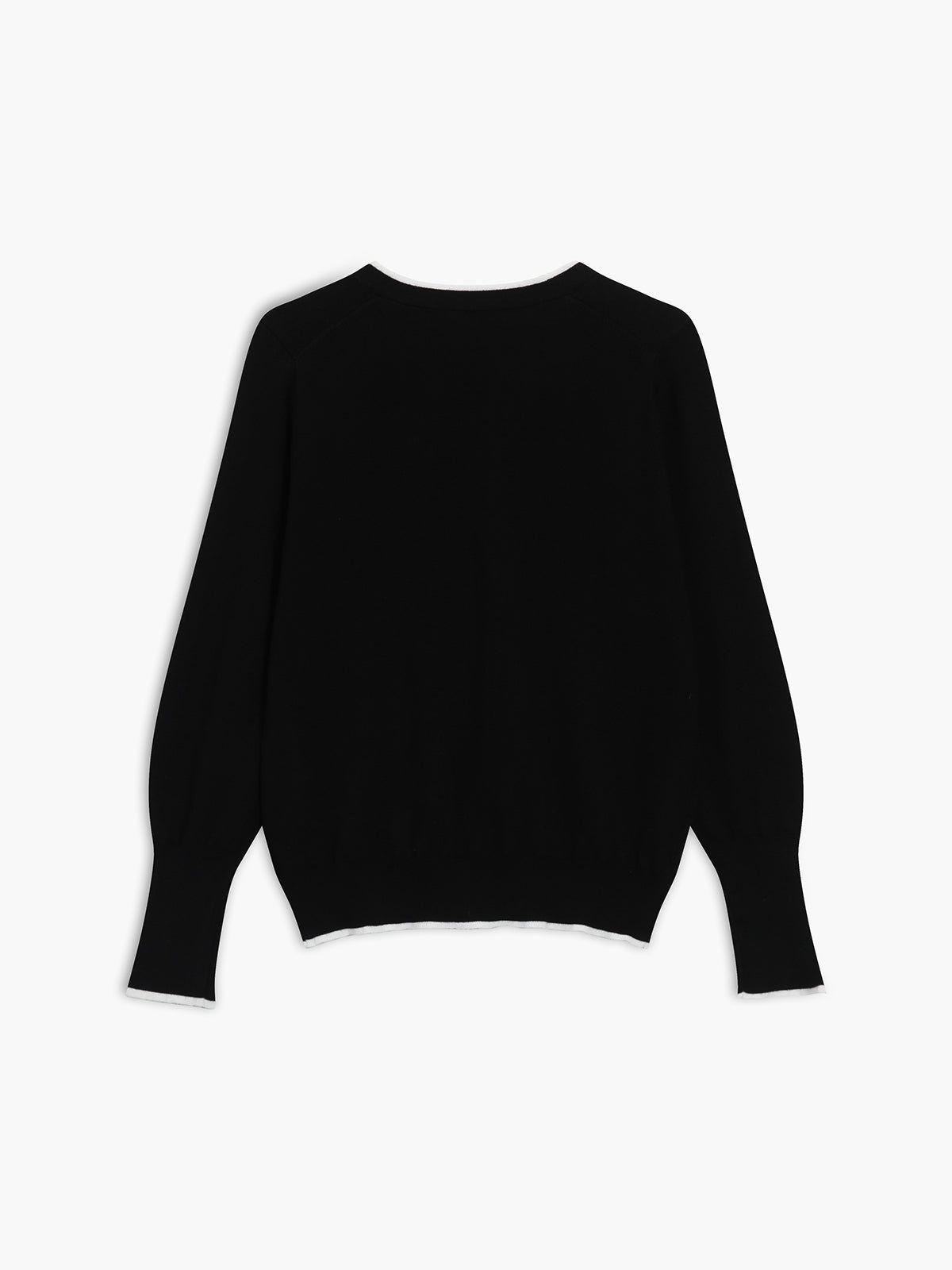 Contrast Trim Pearl Button Cardigan sold by COMMENSE product image thumbnail 2