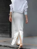 Ivory Glow Satin Maxi Skirt sold by COMMENSE