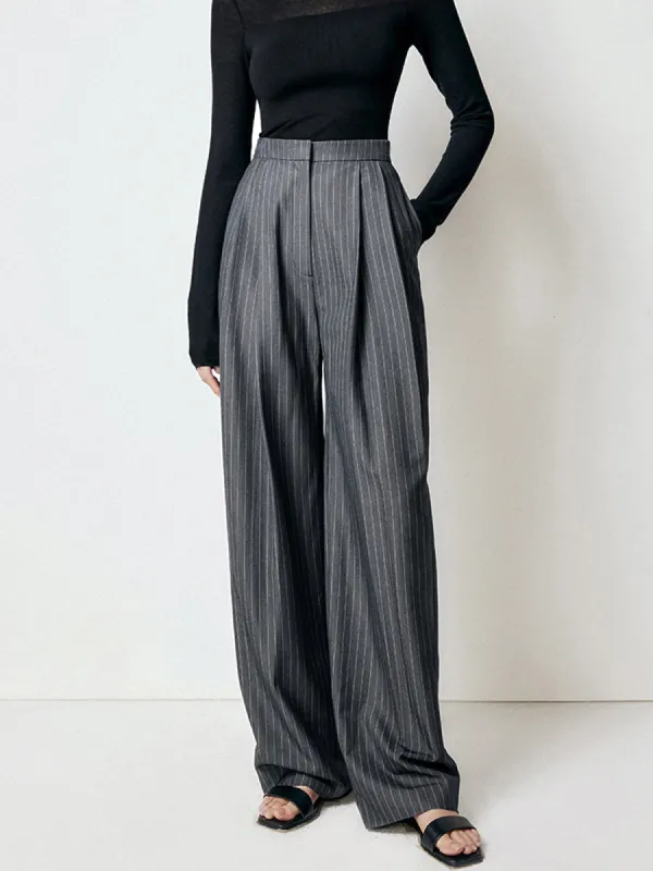 First Choice Pinstripe Wide Leg Dress Pants sold by COMMENSE