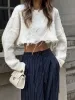 Pinstripe Pleated Wide Leg Dress Pants sold by COMMENSE