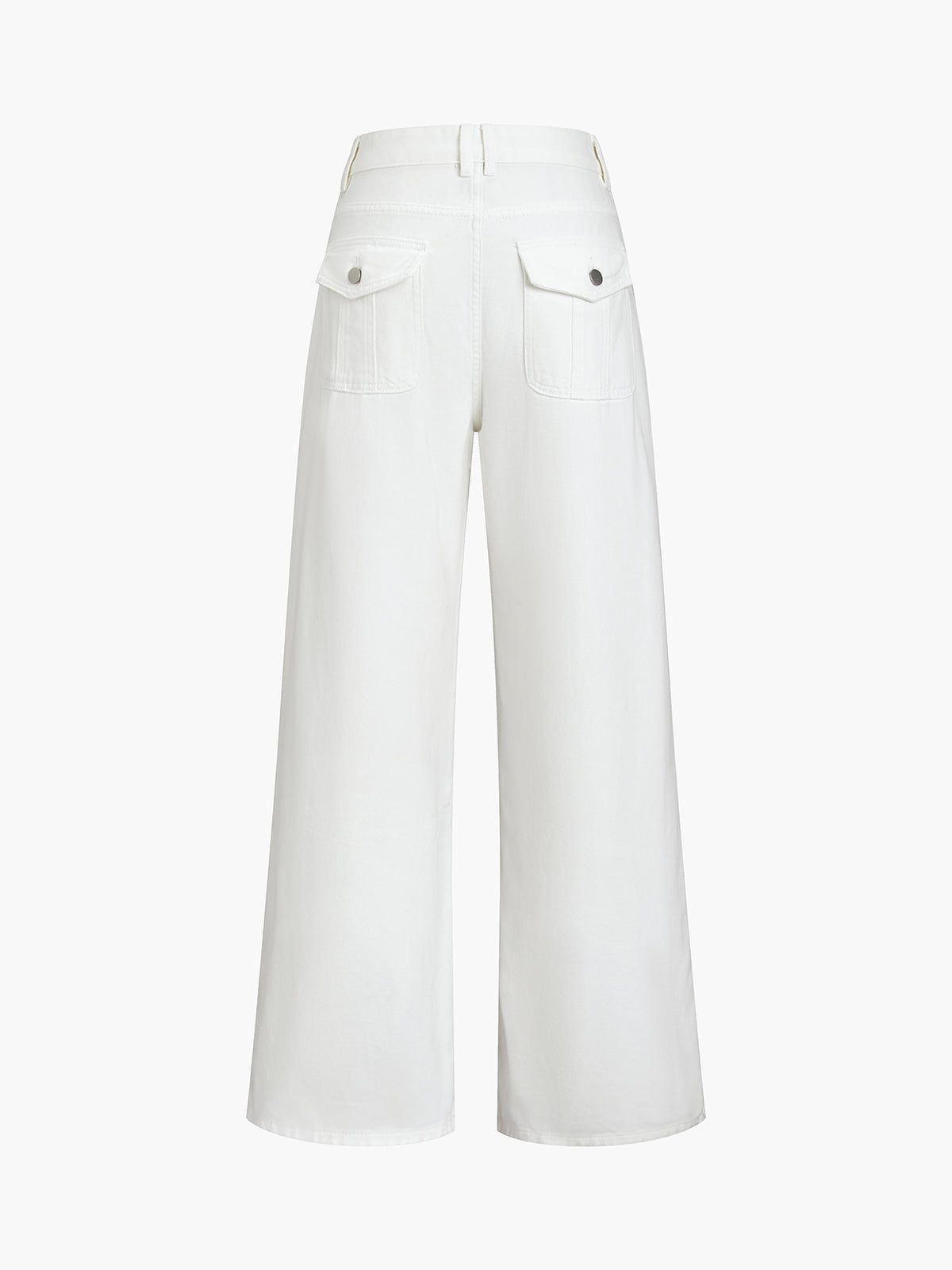 Buttoned White Denim Wide Leg Jeans sold by COMMENSE product image thumbnail 2