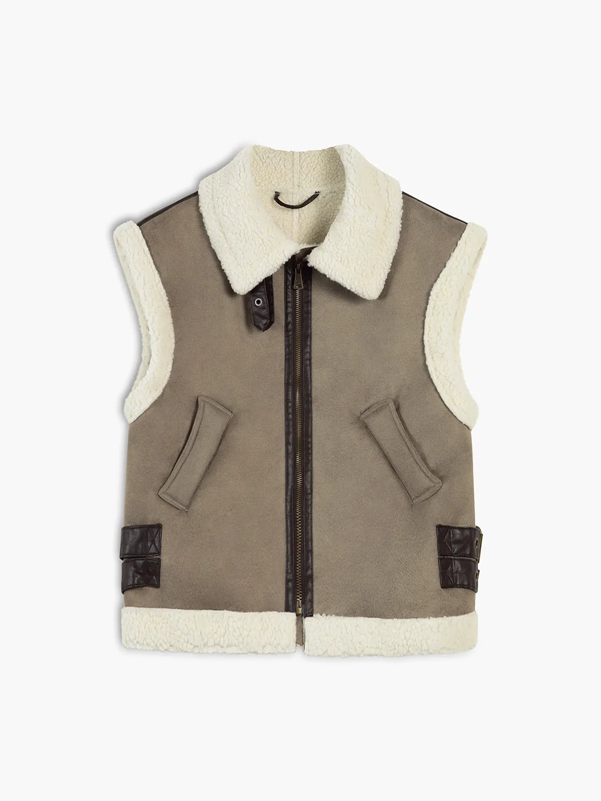 Sherpa Lined Shearling Leather Flight Vest sold by COMMENSE product image thumbnail 4