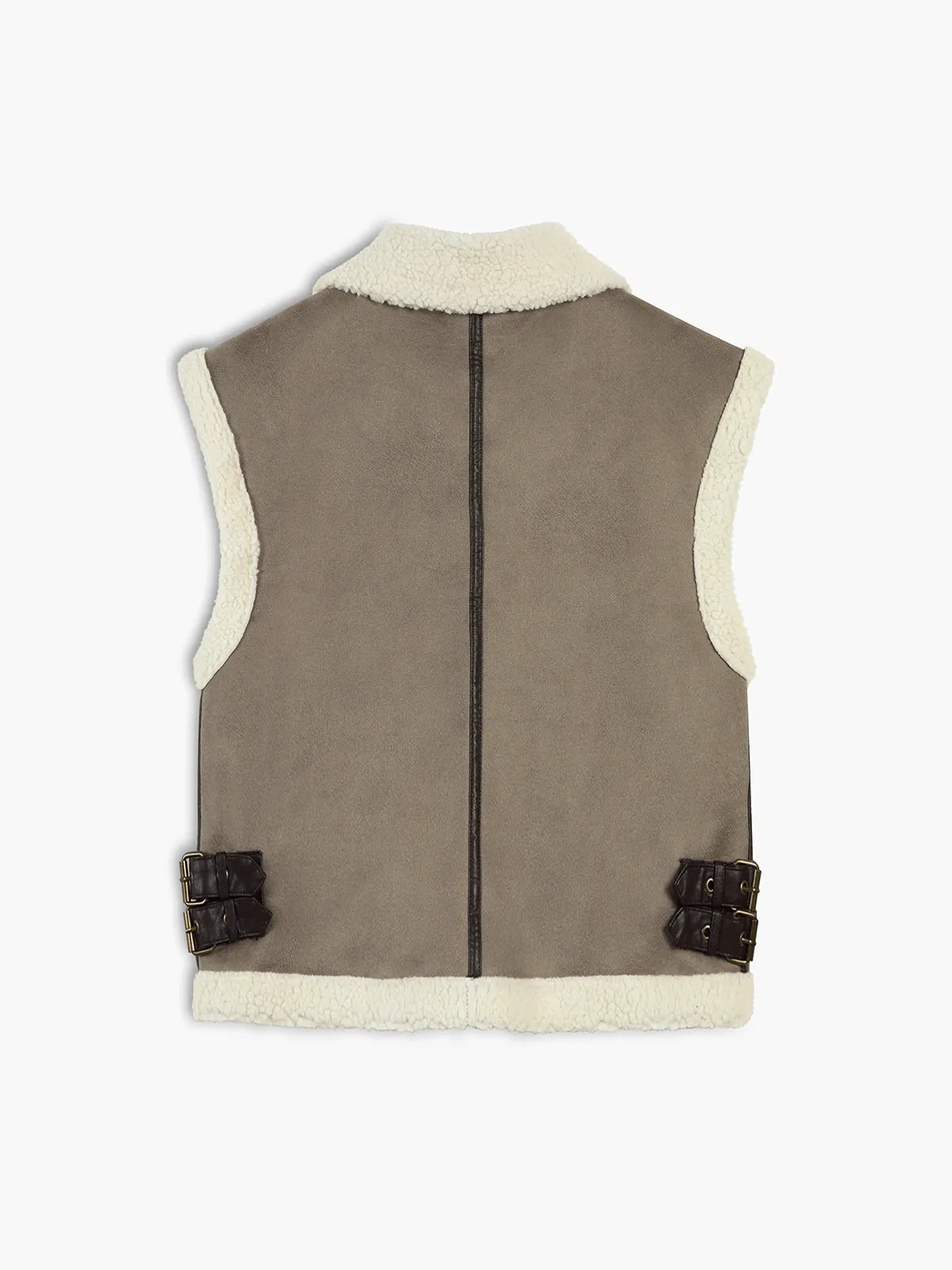 Sherpa Lined Shearling Leather Flight Vest sold by COMMENSE product image thumbnail 5