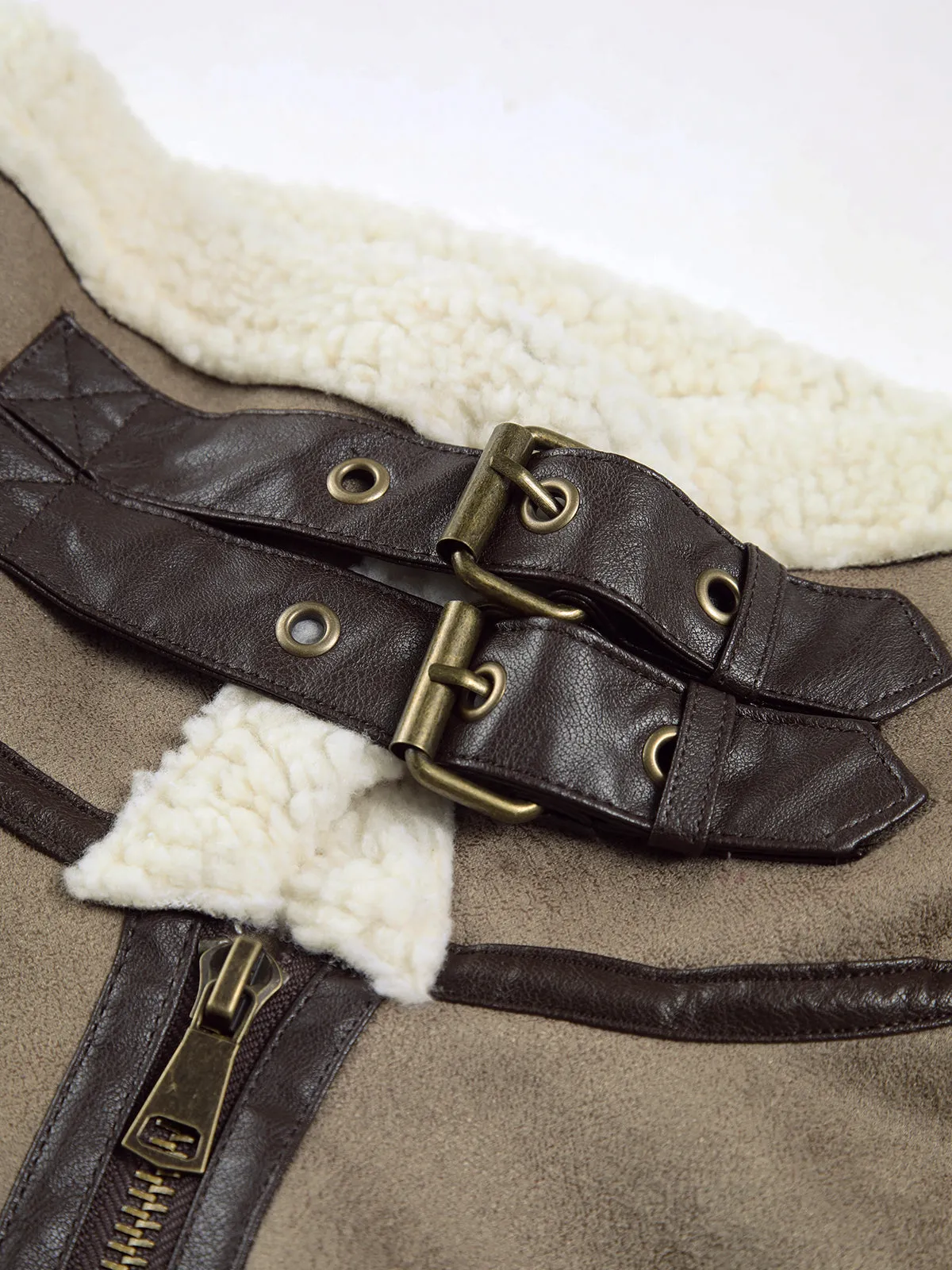 Sherpa Lined Shearling Leather Flight Vest sold by COMMENSE product image thumbnail 2