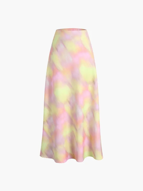 After Rain Tie Dye Zippered Midi Skirt made by COMMENSE