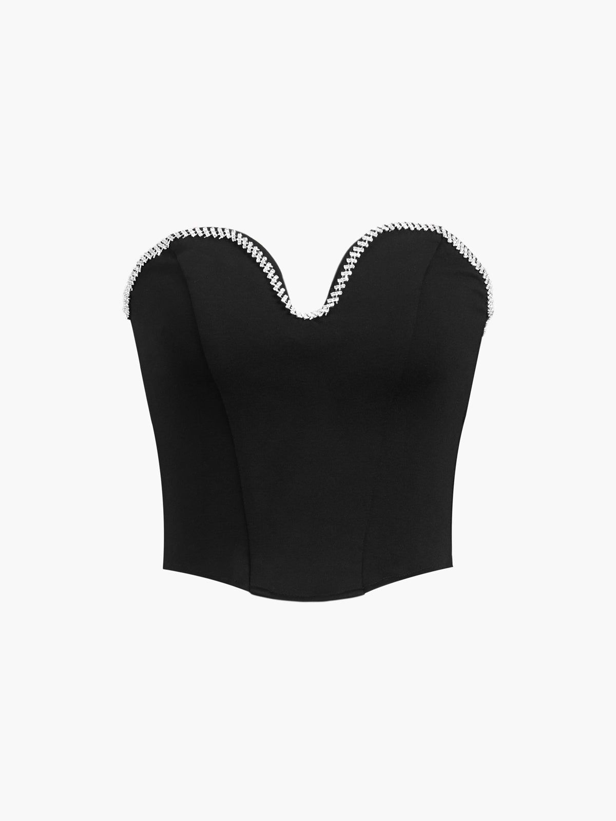 Rhinestone Sweetheart Crop Tube Top sold by COMMENSE