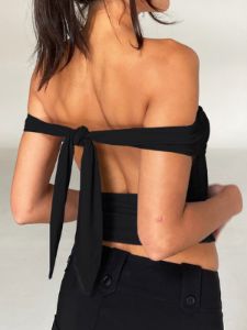 Sweetheart Open Back Tied Crop Top sold by COMMENSE