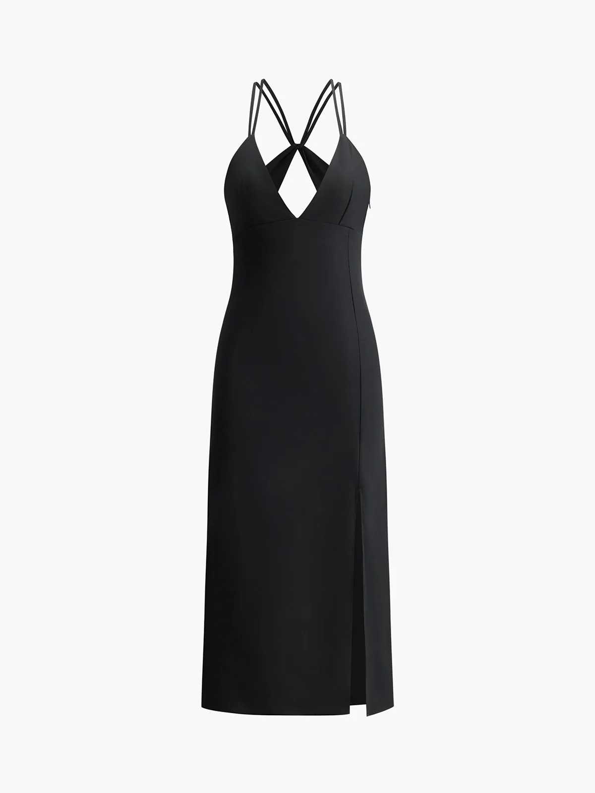 Crisscross Backless V-Neck Midi Dress sold by COMMENSE