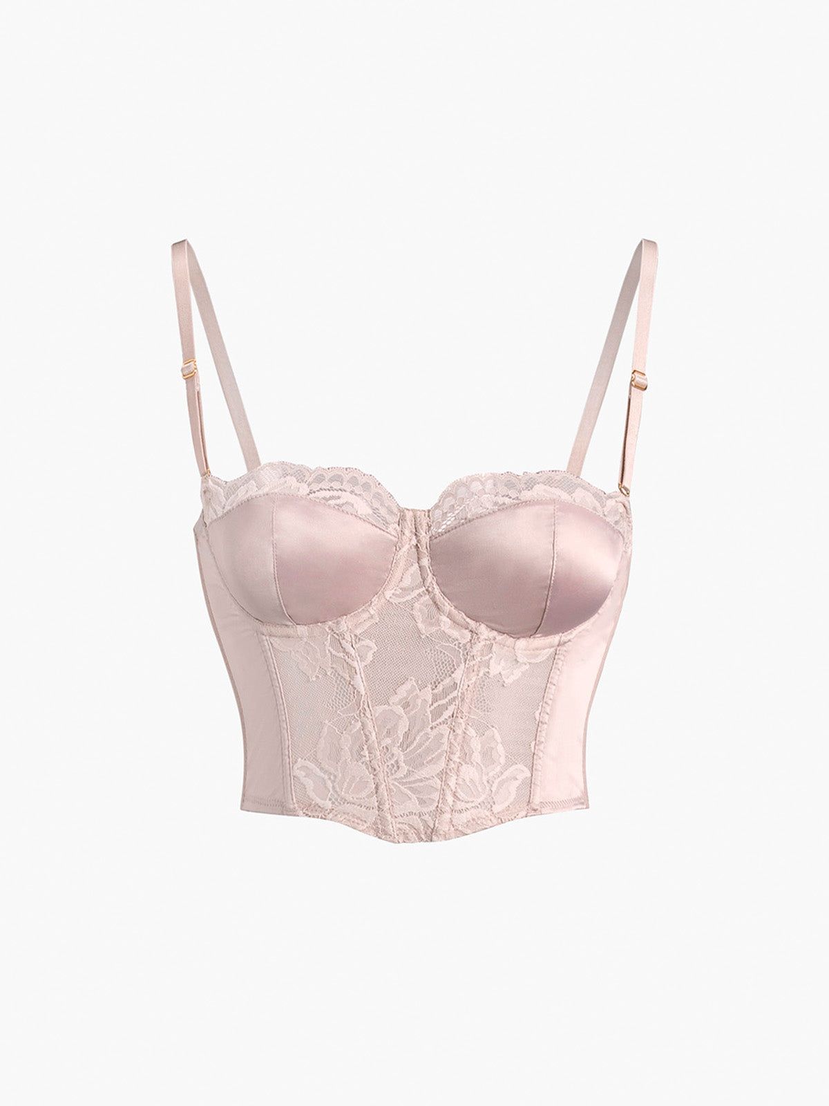Floral Lace Satin Crop Corset Top sold by COMMENSE