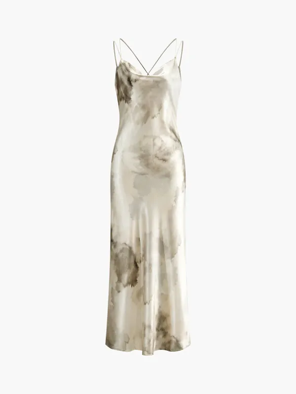 Ink Painting Print  Backless Crisscross Cami Midi Dress sold by COMMENSE