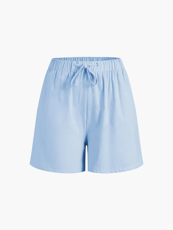 Utility Cotton Linen Drawstring Shorts sold by COMMENSE