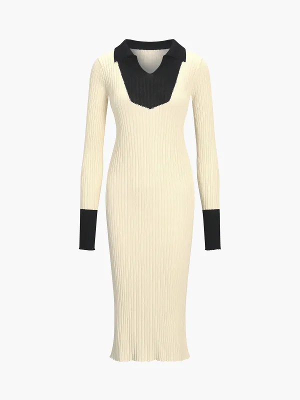 Oreo Rib Long Sleeve Long Sweater Dress sold by COMMENSE