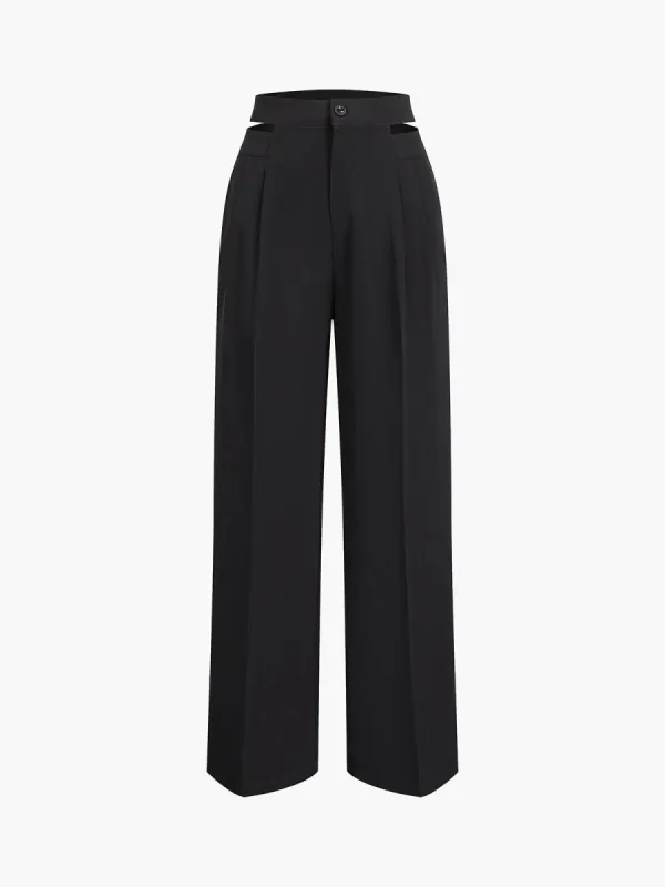 Waist Cutout Straight Leg Pants sold by COMMENSE