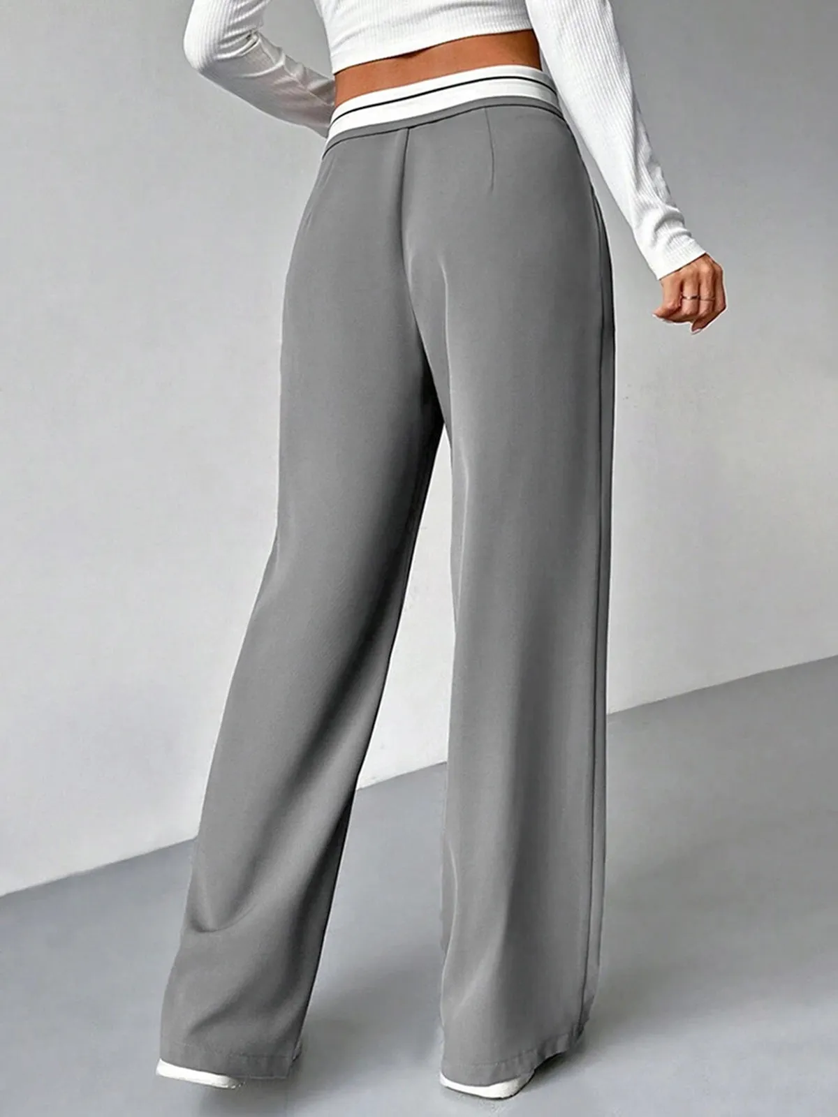 Color Blocked Ladder Waist Suit Pants sold by COMMENSE product image thumbnail 3