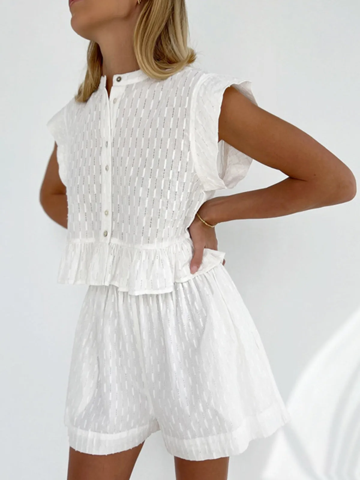 Short Sleeve Cotton Shorts Set sold by COMMENSE product image thumbnail 4