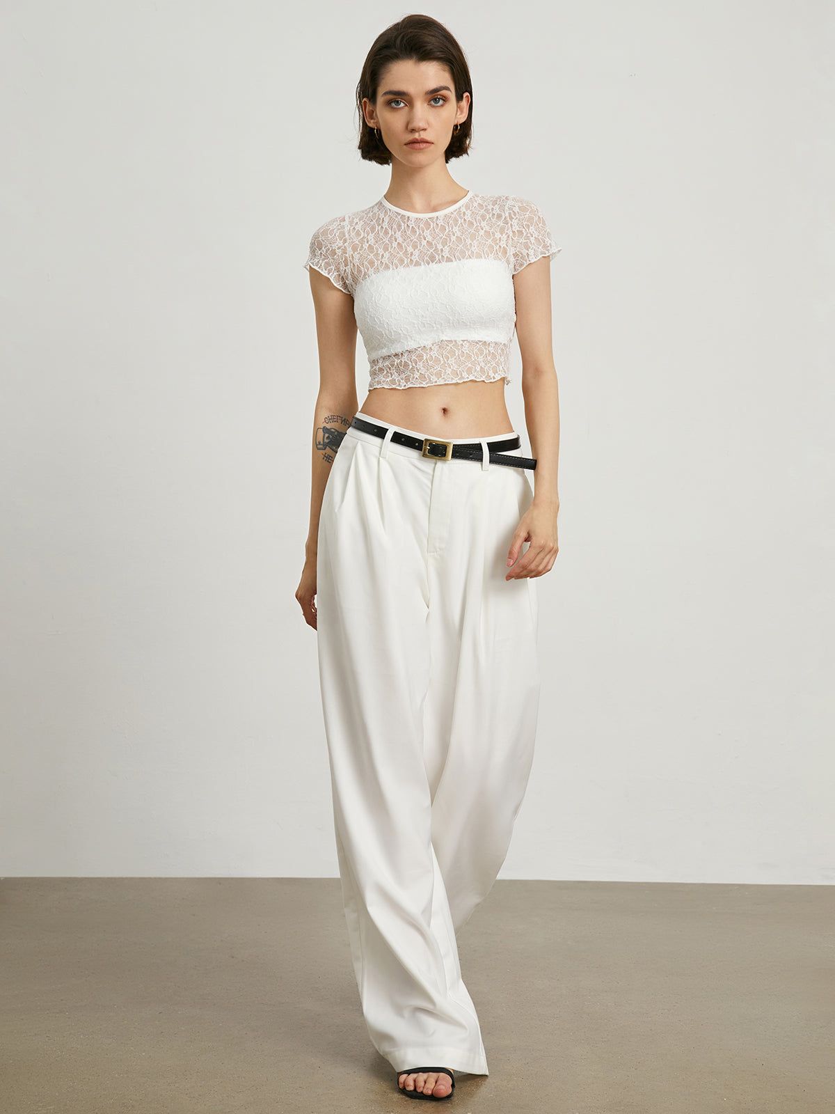 Floral Lace Cover Up Crop Blouse sold by COMMENSE product image thumbnail 2