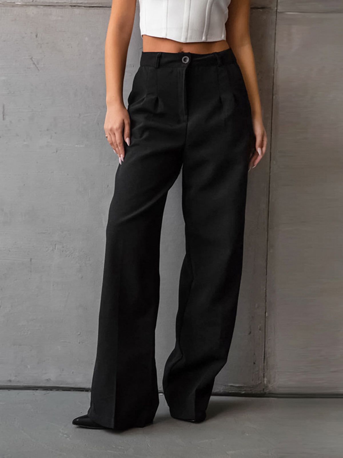 Soho Buttoned Wide Leg Pants sold by COMMENSE