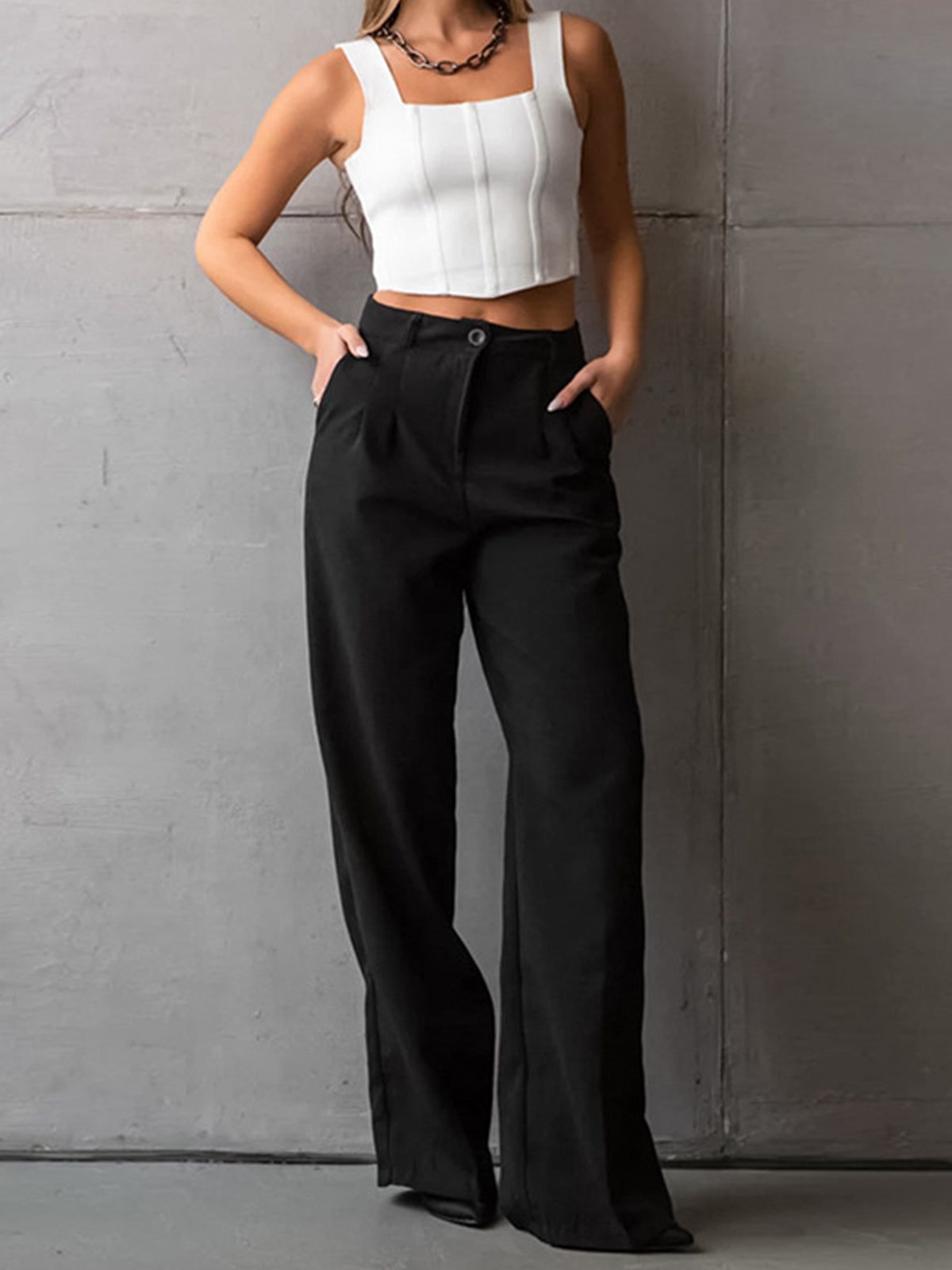 Soho Buttoned Wide Leg Pants sold by COMMENSE product image thumbnail 5