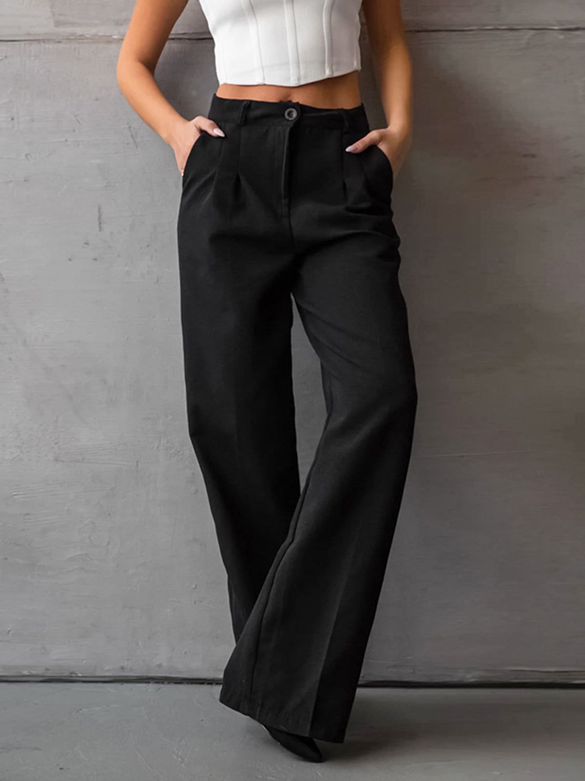 Soho Buttoned Wide Leg Pants sold by COMMENSE product image thumbnail 3
