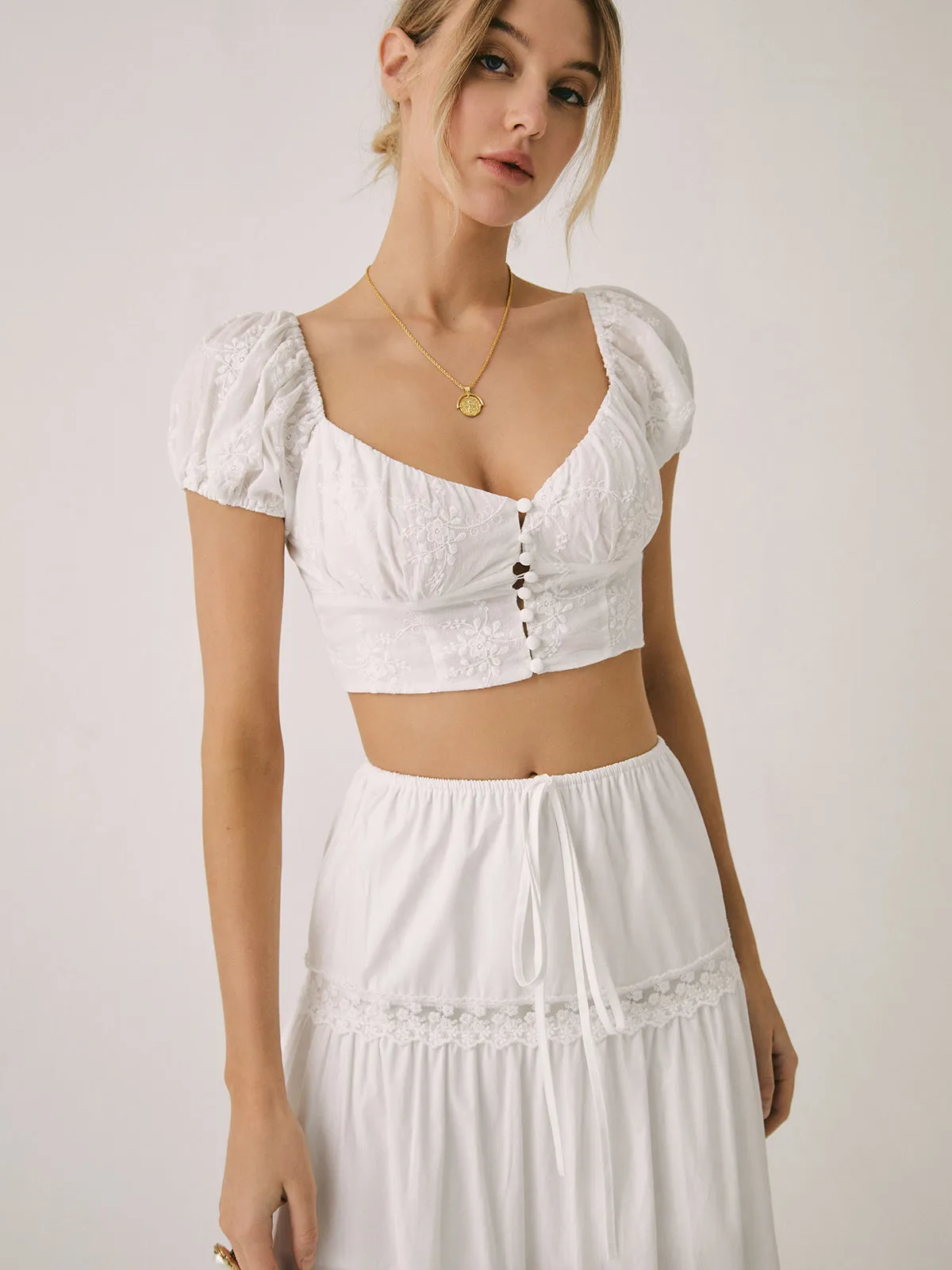 Solid Cotton Elegant Crop Blouse sold by COMMENSE product image thumbnail 4