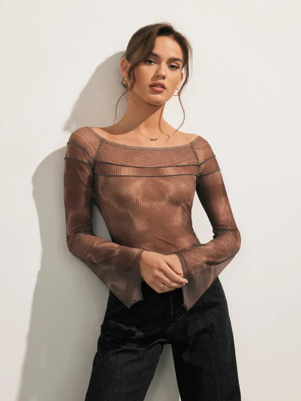 Sheer Long Sleeve Top sold by COMMENSE