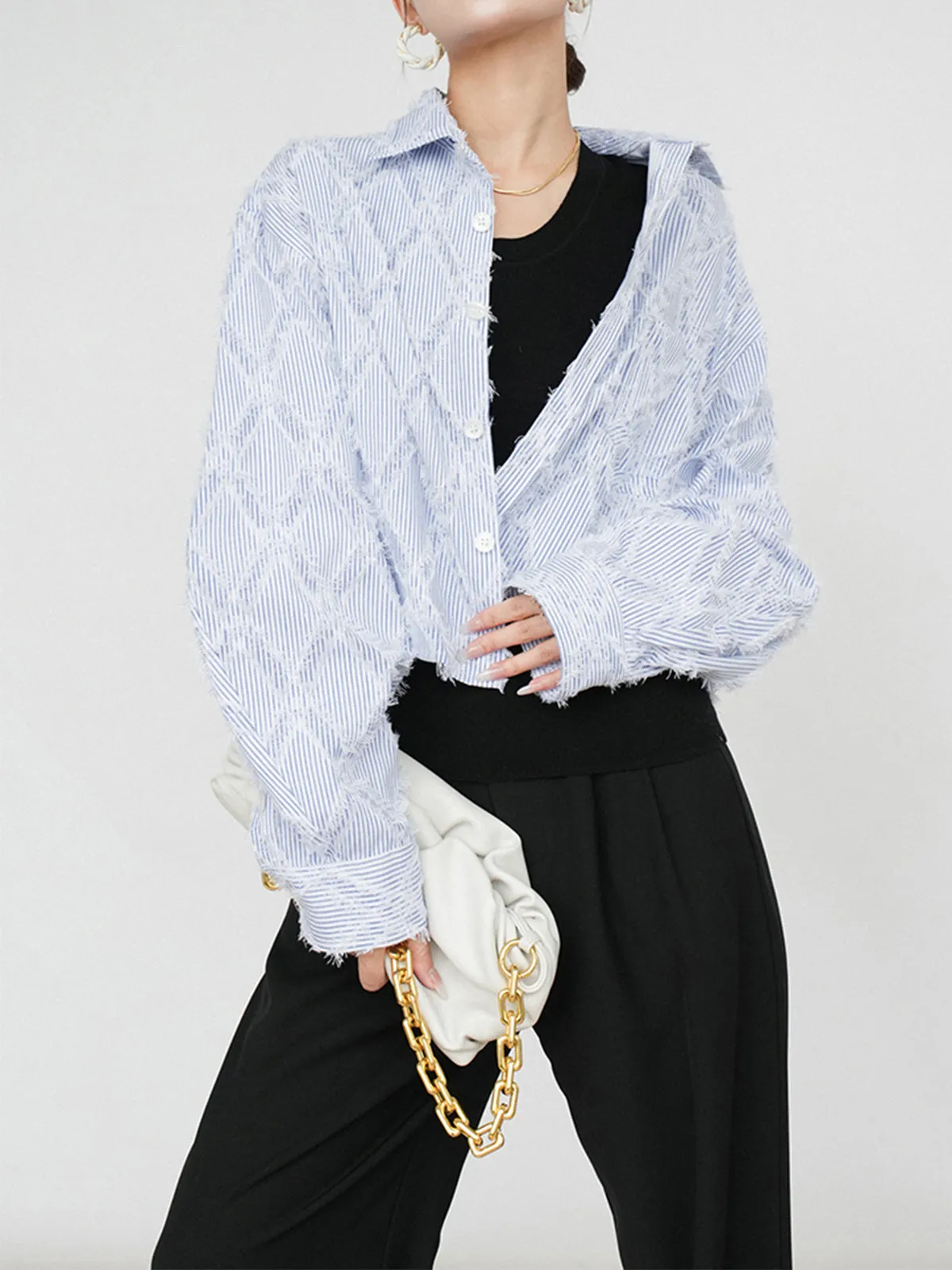Diamond Pattern With Tassel Line Shirt sold by COMMENSE