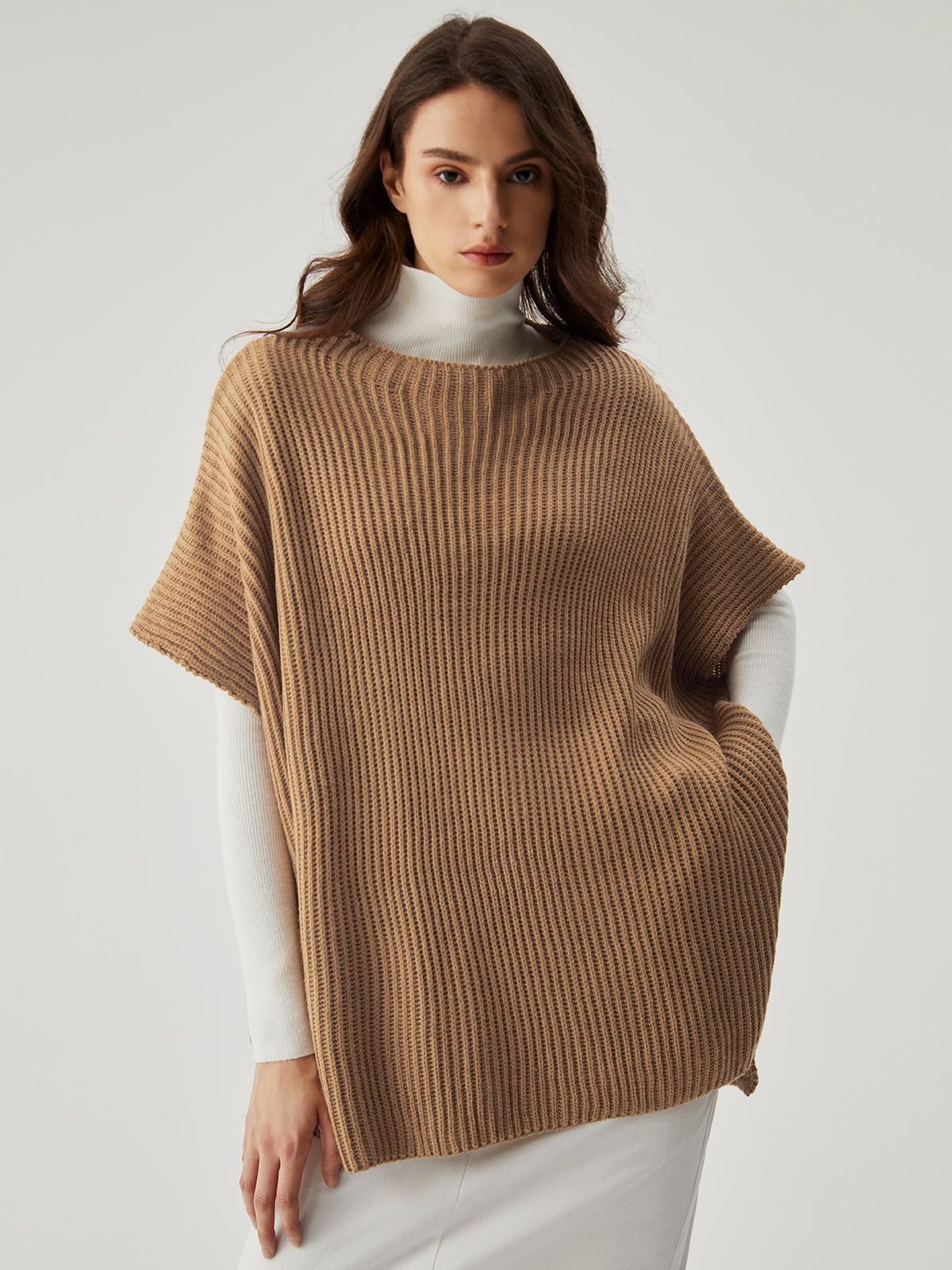 Oversized Ribbed Knit Split Sweater Vest sold by COMMENSE